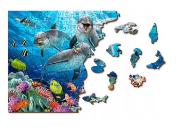 Drewniane Puzzle z figurkami - Szczęśliwe delfiny, 1010 elementów