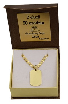 Złoty Łańcuszek Męski Pancerka 4mm z Nieśmiertelnikiem pr 585 Grawer Gratis