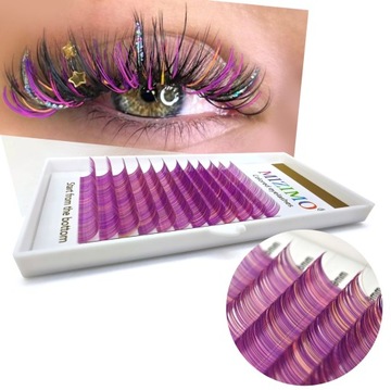 Rzęsy Kolorowe 8-13mm curl D, 12 pasków RÓŻOWE MIX