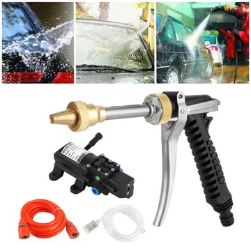 Портативная мойка высокого давления 12 В, комплект шлангов для водяного насоса 130 фунтов на квадратный дюйм, мощность 80 Вт