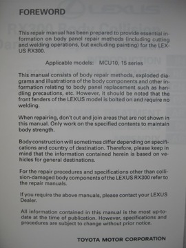 LEXUS RX 300 Сервисный центр послеаварийного ремонта Lexus RX300 MCU10 реконструкция '00