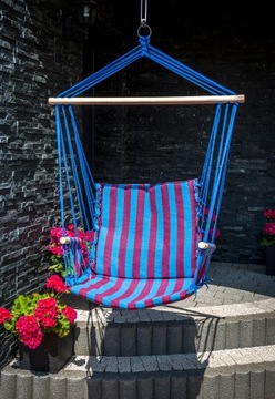 HAMAK KRZESZŁO WISZĄCE BRAZYLIJSKIE FOTEL OGRODOWY TURYSTYCZNY DRĄŻEK MOCNY