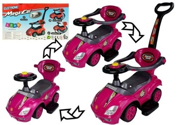 Mega Car 3in1 Pink Ride-On с толкателем