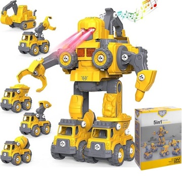 SAMOCHODY BUDOWLANE 5W1 DO ROBOTA MONTAŻOWEGO TRANSFORMACJA CIĘŻARÓWKA BUDOWLANA