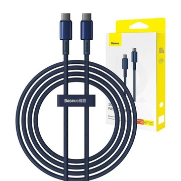 BASEUS MOCNY PRZEWÓD KABEL USB-C NA USB TYP-C DO TELEFONU PD 100W QC 5A 2M