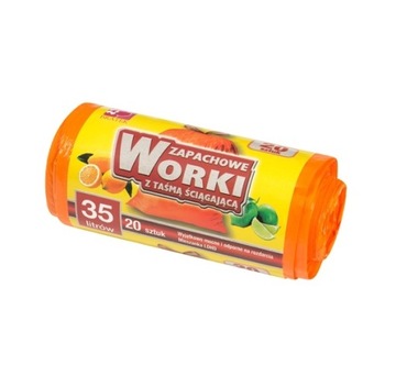 WORKI NA ŚMIECI ODPADY 35l ZAPACHOWE Z TAŚMĄ 20szt
