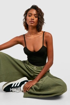 BOOHOO BASIC CZARNE BODY NA RAMIĄCZKACH R.M T306014