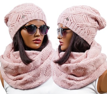 POLSKI Komplet CZAPKA BEANIE + KOMIN POLAR KOLORY