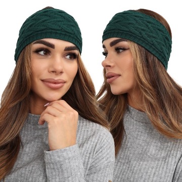 OPASKA DAMSKA NA GŁOWĘ USZY NAUSZNIKI TURBAN CZAPKA CIEPŁA SZEROKA BUT ZIEL