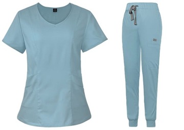 KOMPLET MEDYCZNY DAMSKI SCRUB UNIFORM MUNDUREK JASNONIEBIESKI ROZMIAR M