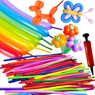 Długie Balony Do Modelowania na Urodziny ZESTAW 50 szt.+ Pompka