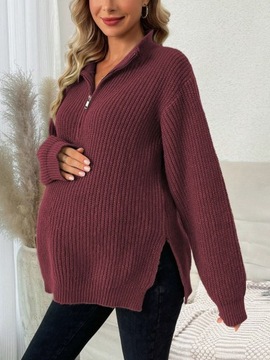 SHEIN MATERNITY SWETER DAMSKI CZERWONY NA ZAMEK L 652