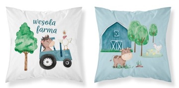 Poszewka na jasiek 40x40 wesoła farma niebieski traktor dla dzieci