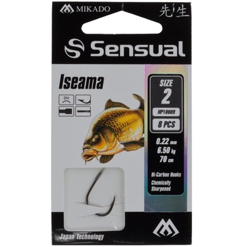 Haczyki ISEAMA 2 BN z przyponem 70cm Mikado 8szt karp amur lin karaś leszcz