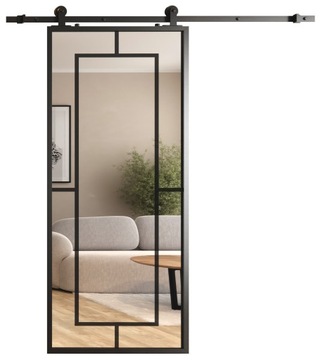 Drzwi Szklane Przesuwne 85cm Loft Lustro 5C