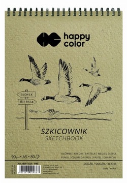 SZKICOWNIK A5 90G NA SPIRALI HAPPY COLOR PTAKI