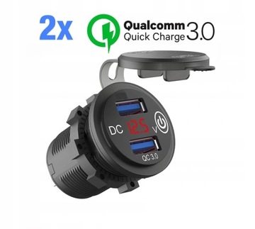 ЗАРЯДНОЕ УСТРОЙСТВО ДЛЯ МОТОЦИКЛА 2 USB QC3.0 КНОПКА ВОЛЬТМЕТРА