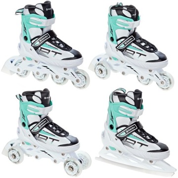 Rolki Wrotki Łyżwy Regulowane 4w1 RAVEN Profession White/Mint 28-32
