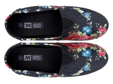 TENISÓWKI DAMSKIE BUTY NA LATO SLIP ON KWIATY 40