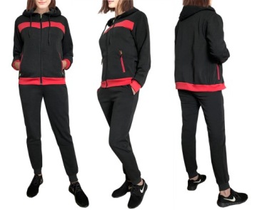 Теплый спортивный костюм ЖЕНСКИЙ СПОРТИВНЫЕ КОСТЮМЫ с КАПЮШОНОМ 9124 КОМПЛЕКТ черный XL