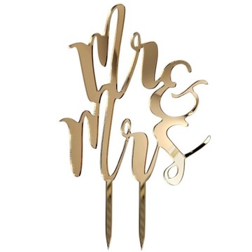 Topper toper na tort napis Mr & Mrs dekoracja na ślub wesele różne kolory