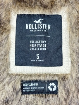 HOLLISTER HERITAGE Kurtka Parka na Futerku Damska Logowana Khaki r. S