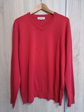 BURBERRY LONDON czerwony bawełniany sweter męski łaty na łokciach XXXL