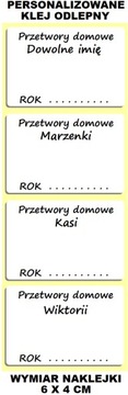 NAKLEJKI ETYKIETY NA PRZETWORY PERSONALIZOWANE 500 SZT 6X4CM KLEJ ODLEPNY