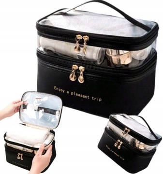 Косметичка ORGANIZER, большая, прозрачная, TRAVEL, черная, для женского багажа