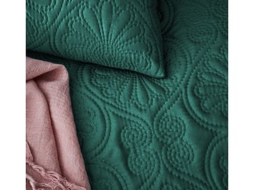 Pikowana Narzuta na Łóżko Kanapę Sofę Leila Zielona 240 x 260 Duża XXL Grub