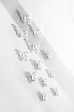 3D серебряная бабочка свадебная наклейка на стену