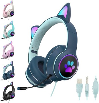 НАУШНИКИ CAT EAR с микрофоном GLOWING EARS RGB