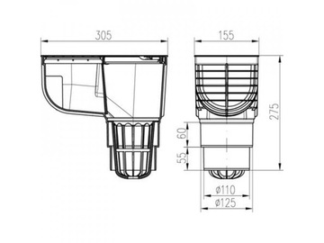 ОЧИСТИТЕЛЬ ЖЕЛОБОВ ЧИСТИТЕЛЬ ЖЕЛОБОВ Черный DRAIN Универсальный сифон 110/125 мм