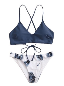 W12204 *SHEIN DWUCZĘŚCIOWY STRÓJ KĄPIELOWY BIKINI TROPIKALNY WZÓR M