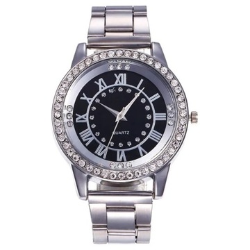 Watch for Man Luxury Fashion Geneva Rhinestone Stainless Steel Fake Three E