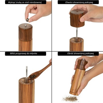 2 × ручная деревянная соль и перец, набор с ложкой