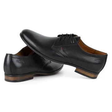 Buty męskie wizytowe eleganckie pantofle skórzane 331KAM czarne 45