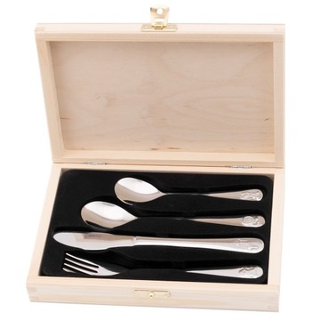 Sztućce dla dziecka zwierzątka chrzest Etui Nadruk