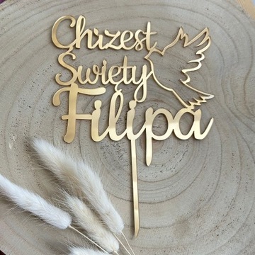 Крещение любым именем Крещение Голубь Топпер Имя Золотой ПЛЕКСИ