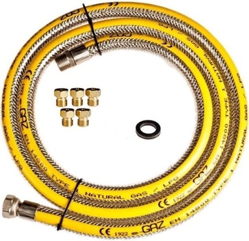 Elastyczny Wąż stalowy przewód gazowy kuchenki,płyty gazowej 200cm-2m+DYSZE