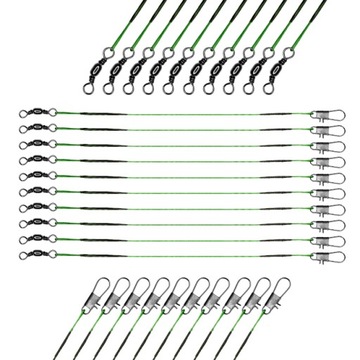 ZESTAW 10 PRZYPONÓW STALOWYCH 25CM SAHIDO STEEL LINK 15KG SANDACZ SZCZUPAK