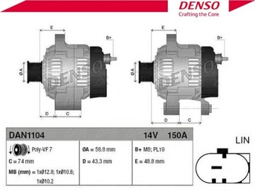 ALTERNÁTOR (14V 150A) LAND ROVER DEFENDER 2.2D 08.
