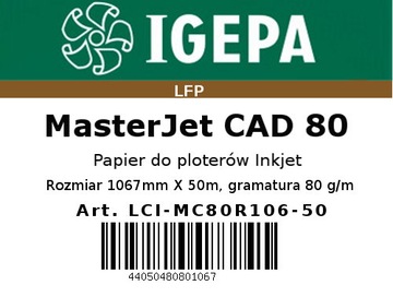 Papier w roli do plotera CAD 80g/m 1067x50 IGEPA