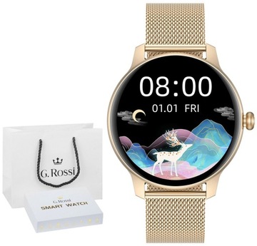 ZEGAREK SMARTWATCH DAMSKI G. ROSSI ZŁOTY CIŚNIENIE PULS TLEN WE KRWI