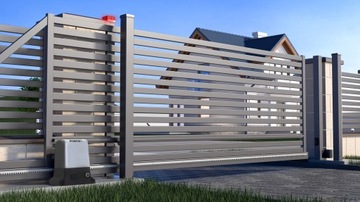 КОМПЛЕКТ СИЛОВЫХ ВОРОТ 1200 кг 3xДИСТАНЦИОННЫЙ 5x ПРИВОД ВОРОТ С ПОЛОСНЫМИ ЛАМПАМИ