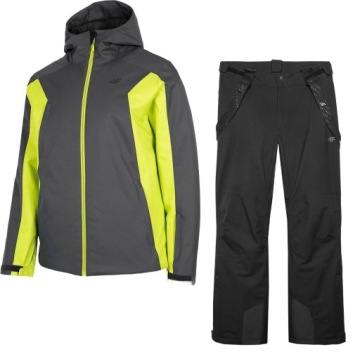 Kombinezon narciarski MĘSKI 4F kurtka + spodnie BLACK/LIME / L