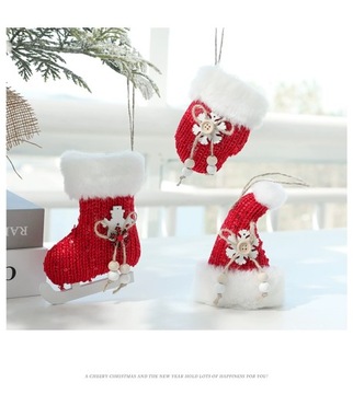 2 x Pończochy Świąteczne, Pluszowe Rękawiczki, Wisiorek Z Ozdobą Choinkową