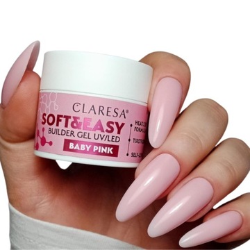 CLARESA Soft & Easy 12g ŻEL BUDUJĄCY DO PAZNOKCI SAMOPOZIOMUJĄCY Baby Pink