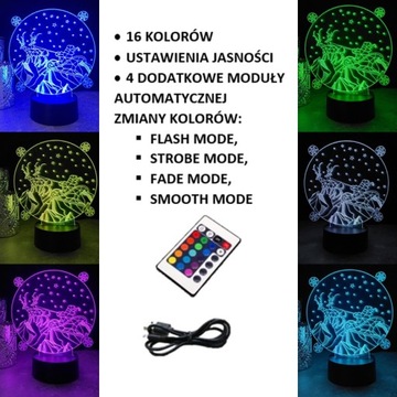 РОЖДЕСТВЕНСКОЕ УКРАШЕНИЕ САНТА 3D LED RGB ЦВЕТА ПУЛЬТ ДУ