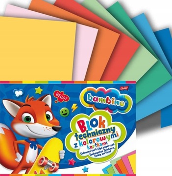 Blok techniczy z kolorowymi kartkami A4
